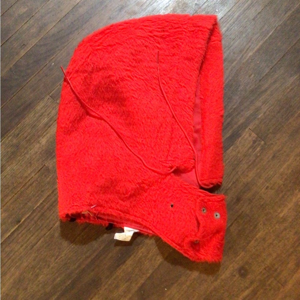 Vintage Cherry cotton poly Red Fleece trapper